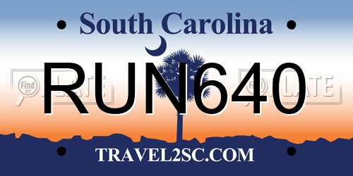 RUN640 South Carolina License Plate