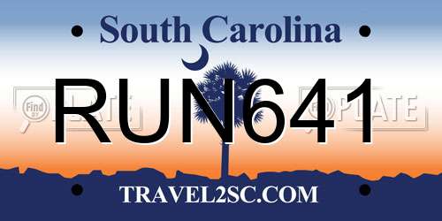 RUN641 South Carolina License Plate