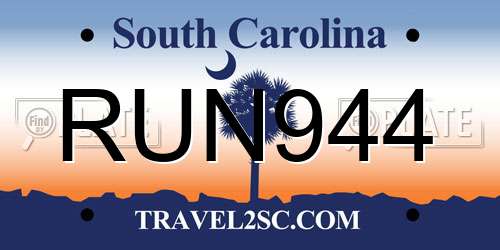RUN944 South Carolina License Plate