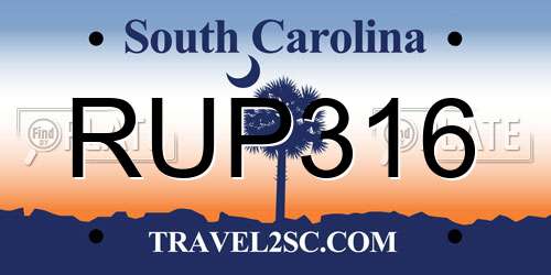 RUP316 South Carolina License Plate