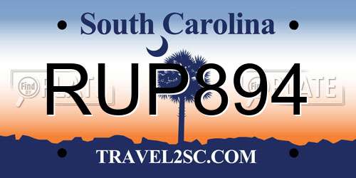RUP894 South Carolina License Plate