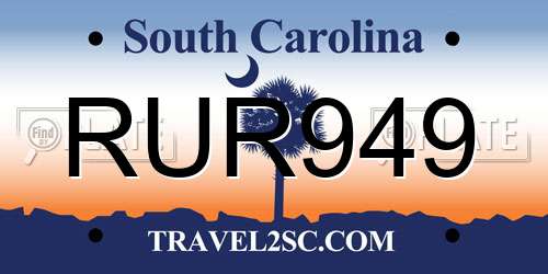 RUR949 South Carolina License Plate