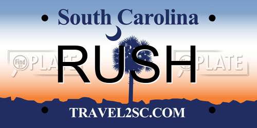RUSH South Carolina License Plate