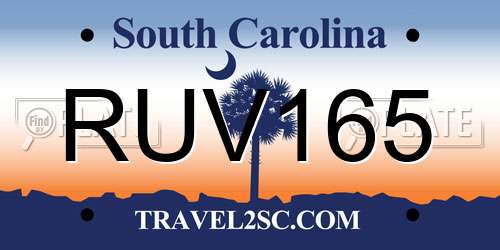 RUV165 South Carolina License Plate