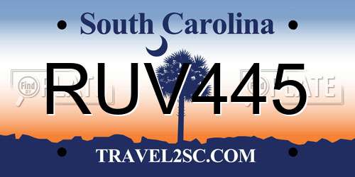 RUV445 South Carolina License Plate