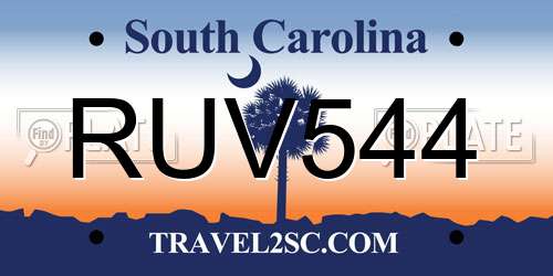 RUV544 South Carolina License Plate