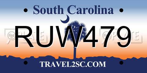 RUW479 South Carolina License Plate
