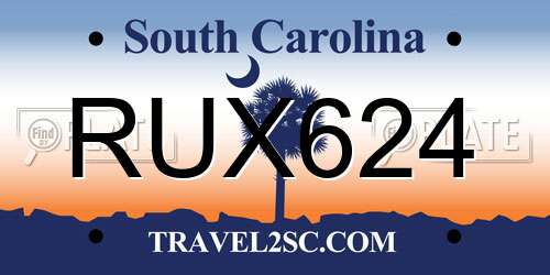 RUX624 South Carolina License Plate