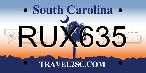 RUX635 South Carolina License Plate