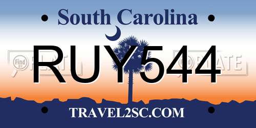 RUY544 South Carolina License Plate