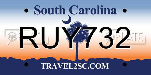 RUY732 South Carolina License Plate