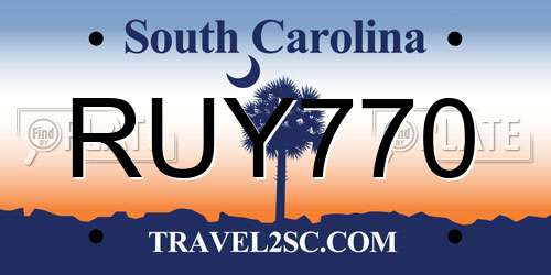 RUY770 South Carolina License Plate