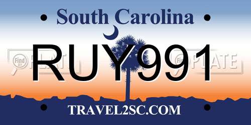 RUY991 South Carolina License Plate