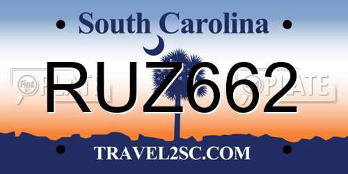 RUZ662 South Carolina License Plate