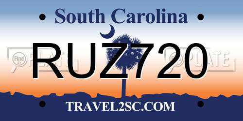RUZ720 South Carolina License Plate