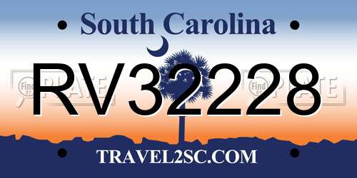 RV32228 South Carolina License Plate
