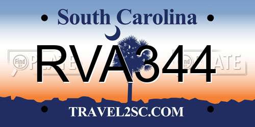 RVA344 South Carolina License Plate
