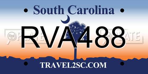 RVA488 South Carolina License Plate
