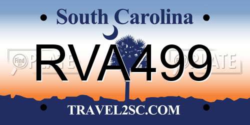 RVA499 South Carolina License Plate