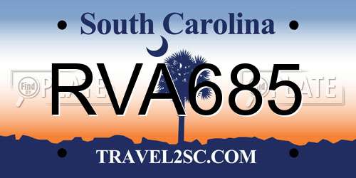 RVA685 South Carolina License Plate