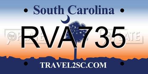 RVA735 South Carolina License Plate