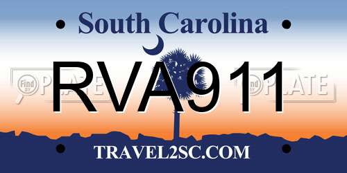 RVA911 South Carolina License Plate