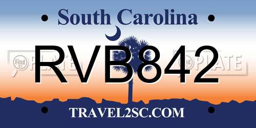 RVB842 South Carolina License Plate