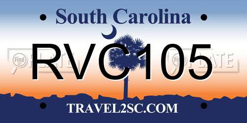 RVC105 South Carolina License Plate