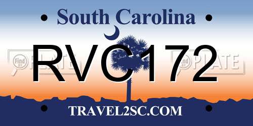 RVC172 South Carolina License Plate