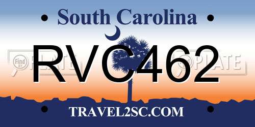 RVC462 South Carolina License Plate