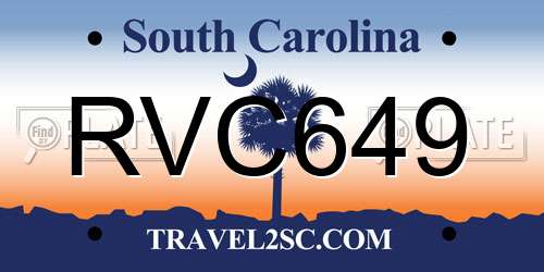 RVC649 South Carolina License Plate