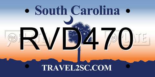RVD470 South Carolina License Plate