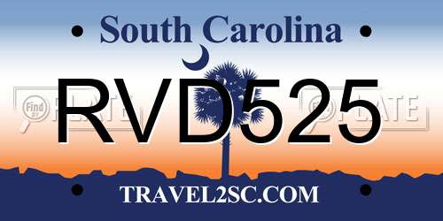 RVD525 South Carolina License Plate