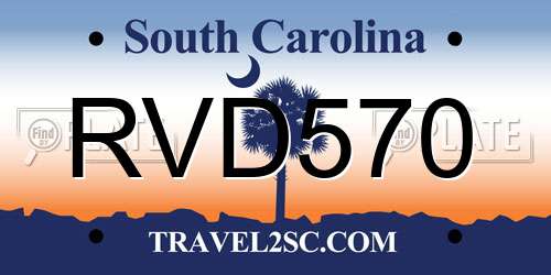 RVD570 South Carolina License Plate