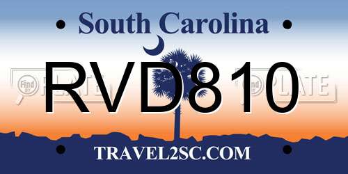 RVD810 South Carolina License Plate