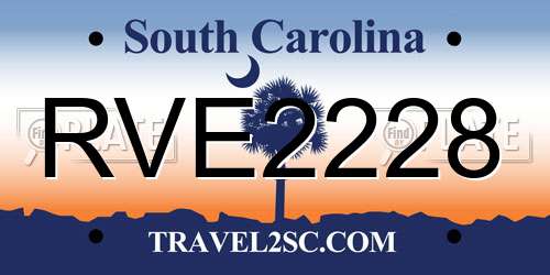 RVE2228 South Carolina License Plate