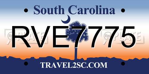 RVE7775 South Carolina License Plate