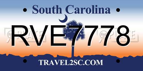 RVE7778 South Carolina License Plate