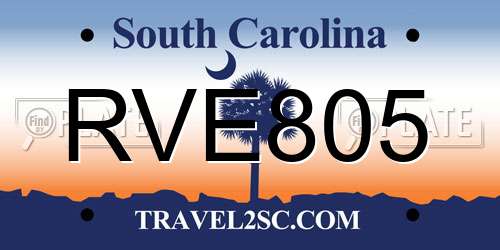 RVE805 South Carolina License Plate