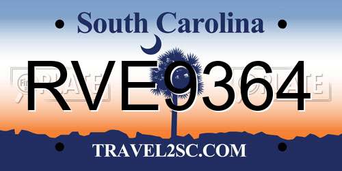 RVE9364 South Carolina License Plate