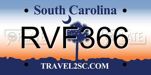 RVF366 South Carolina License Plate