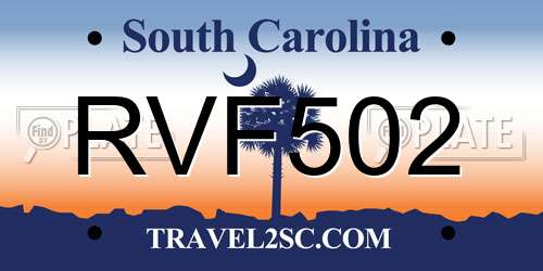 RVF502 South Carolina License Plate