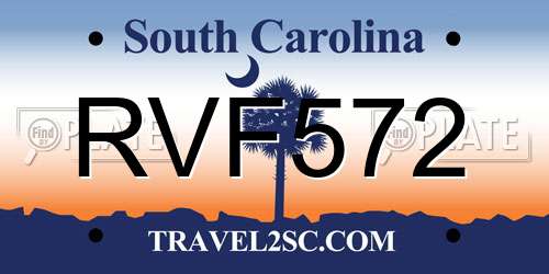 RVF572 South Carolina License Plate