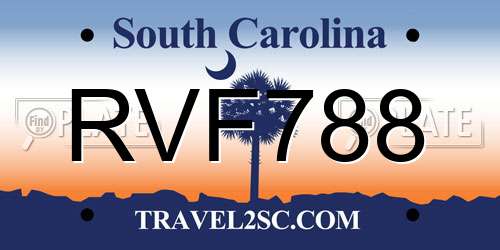 RVF788 South Carolina License Plate
