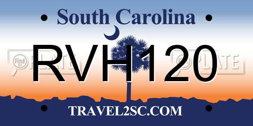 RVH120 South Carolina License Plate