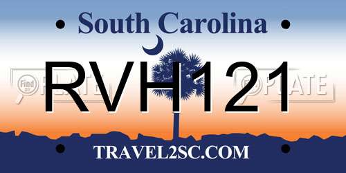 RVH121 South Carolina License Plate