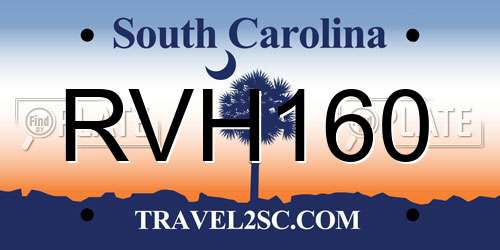 RVH160 South Carolina License Plate