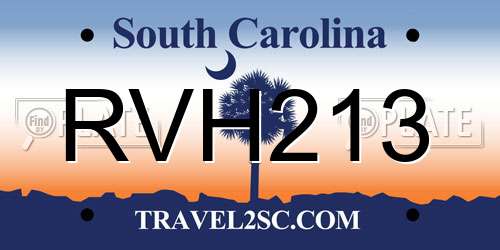 RVH213 South Carolina License Plate