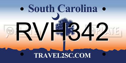 RVH342 South Carolina License Plate