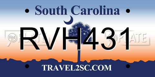 RVH431 South Carolina License Plate
